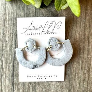 #096 Handmade- Gray Marble Statement Earrings